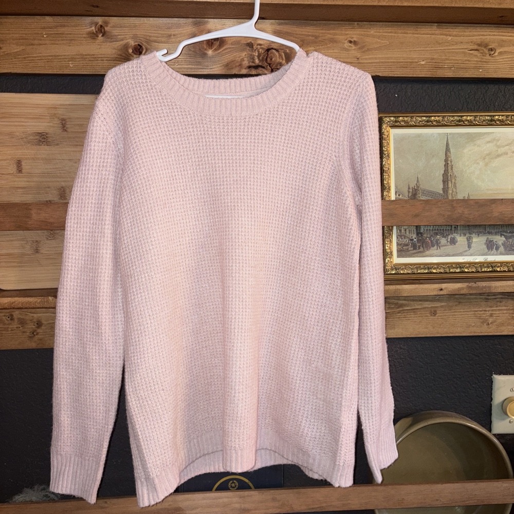 Women's M Cozy Waffle Knit Fuzzy Soft Pullover Cabincore Sweater